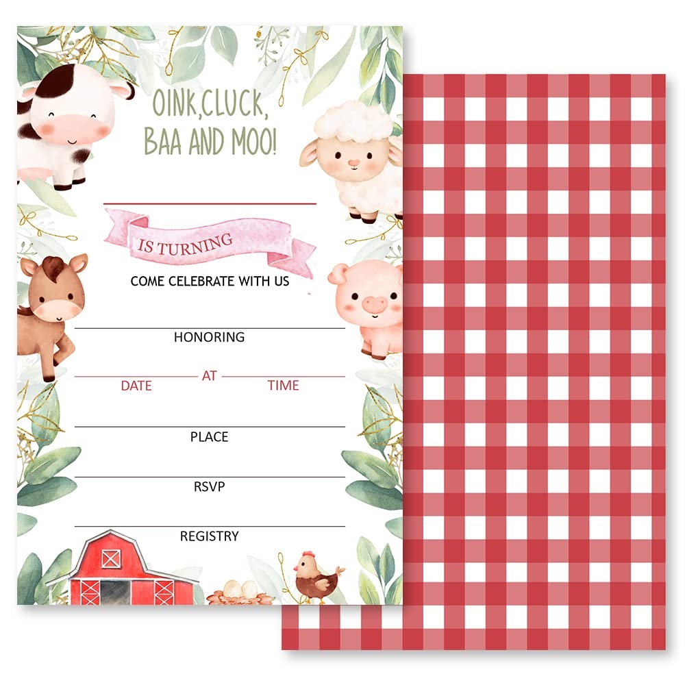 Amazon Farm Birthday Invitation Barn Animals Party Invite Template Ranch Kids Birthday Red Boy Barnyard Animals 20 Invitations And 