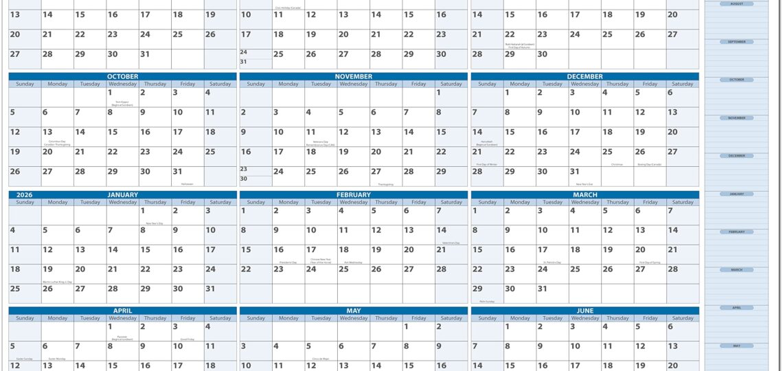 Amazon Fiscal Academic Split Year July 2025 To June 2026 Horizontal 12 Month Wall Calendar 36