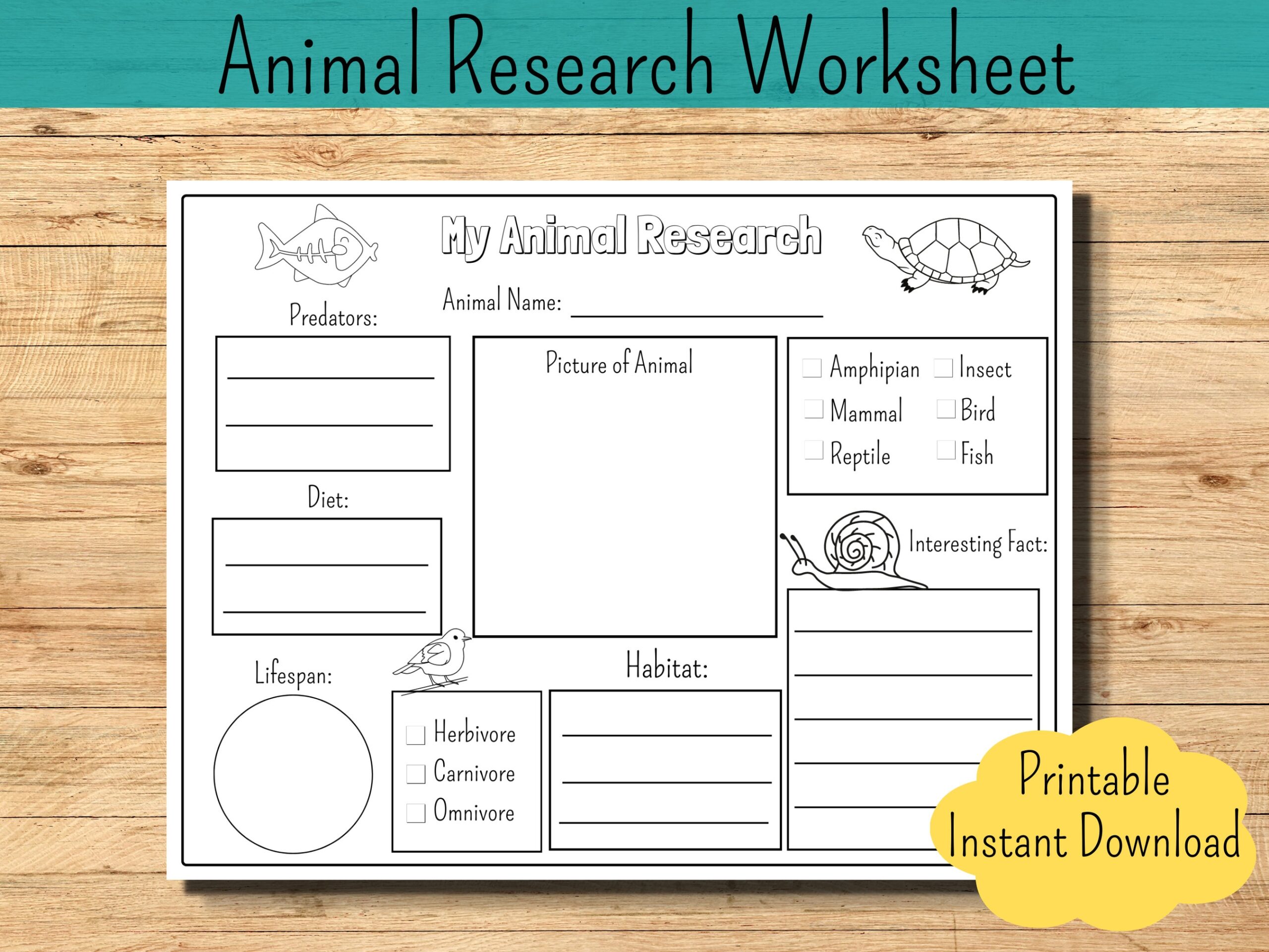 Animal Report Worksheet Homeschool Animal Science Research Kids Report Template Animal Worksheet Animal Facts Etsy Ireland
