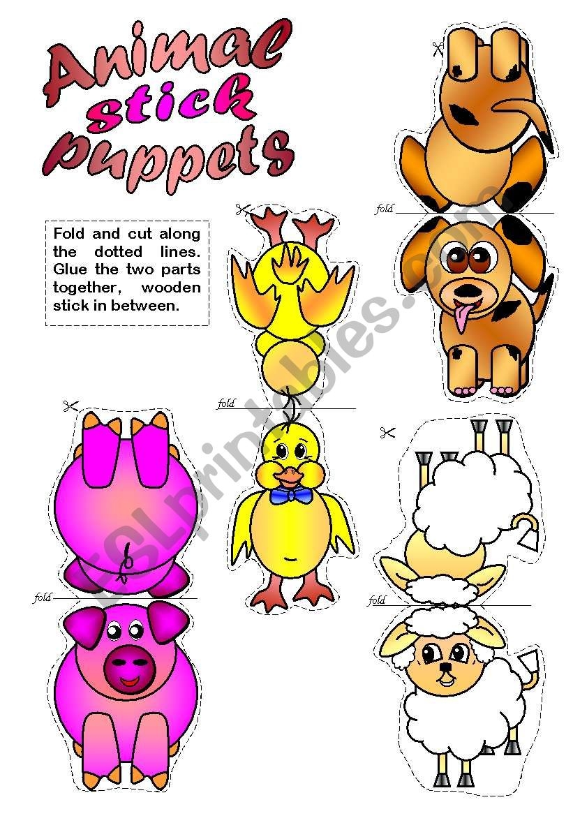 Animal Stick Puppets B U0026 W Included ESL Worksheet By Gabitza Animal Stick Puppets B U0026 W Included ESL Worksheet By Gabitza