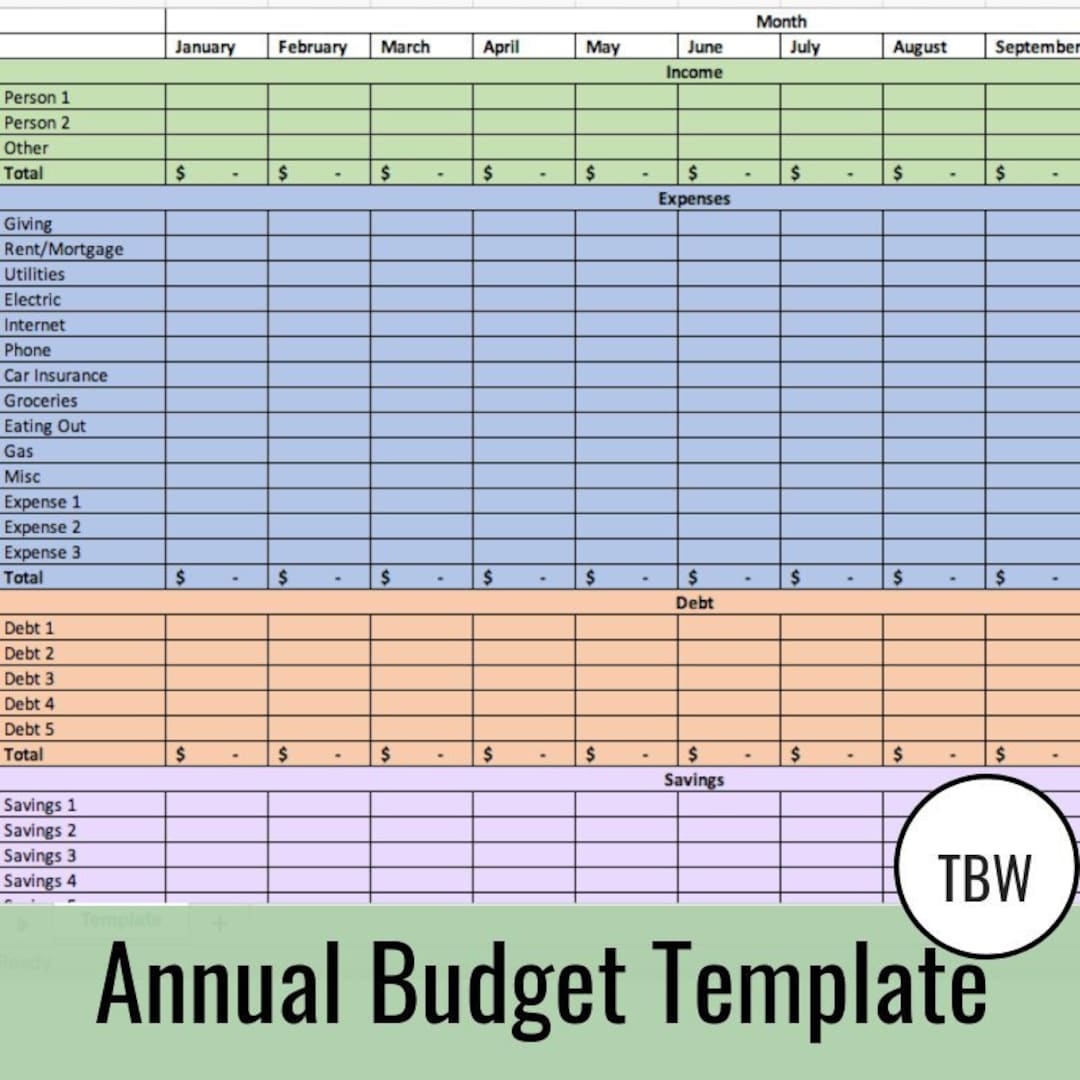 Free Yearly Budget Template Printable