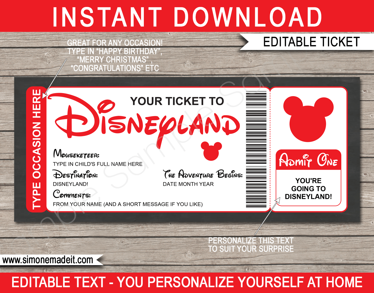 Template Free Free Printable Disney Tickets