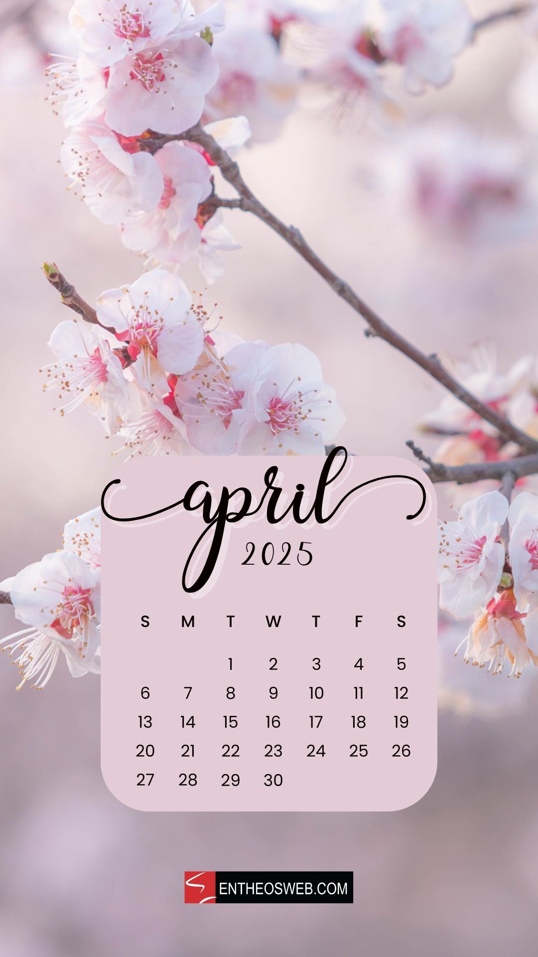 April 2026 Calendar Phone Wallpaper