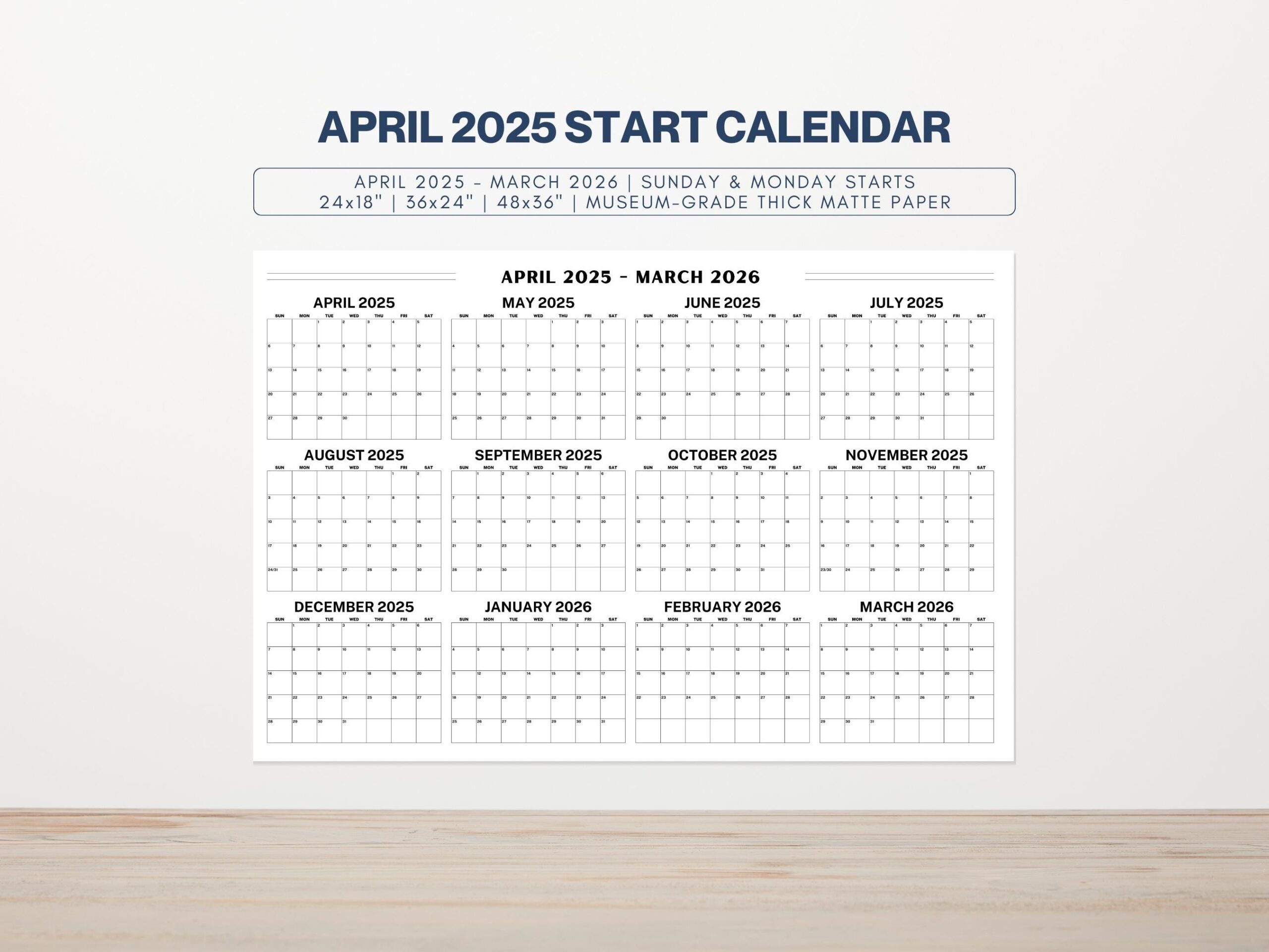 April 2025 Start Calendar April 2025 March 2026 Large Wall April 2025 Start Calendar April 2025 March 2026 Large Wall