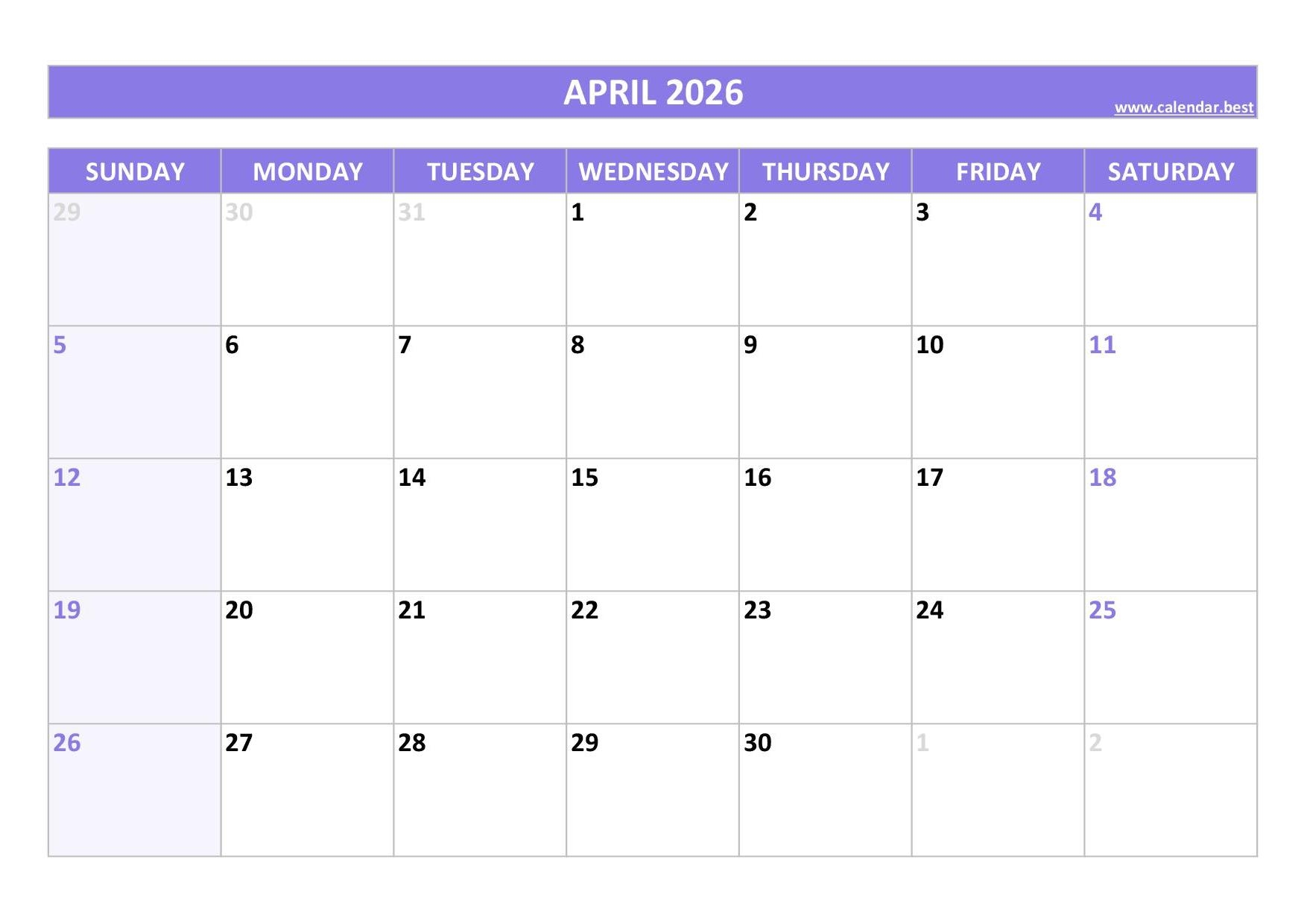 April 11th 2026 Calendar