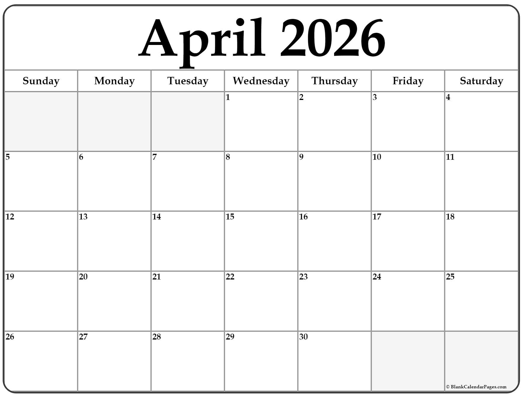April 2026 Calendar Microsoft Word April 2026 Calendar Microsoft Word