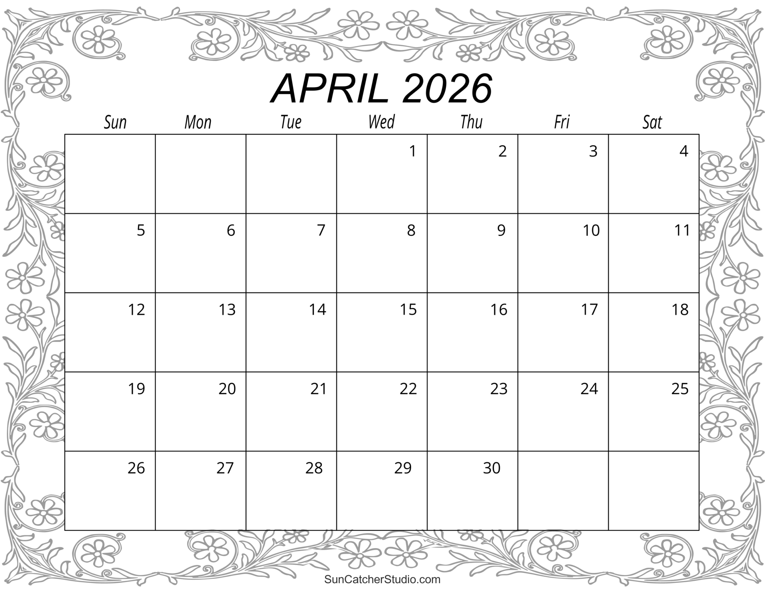 April 2026 Calendar Free Printable Free Printables Monograms April 2026 Calendar Free Printable Free Printables Monograms