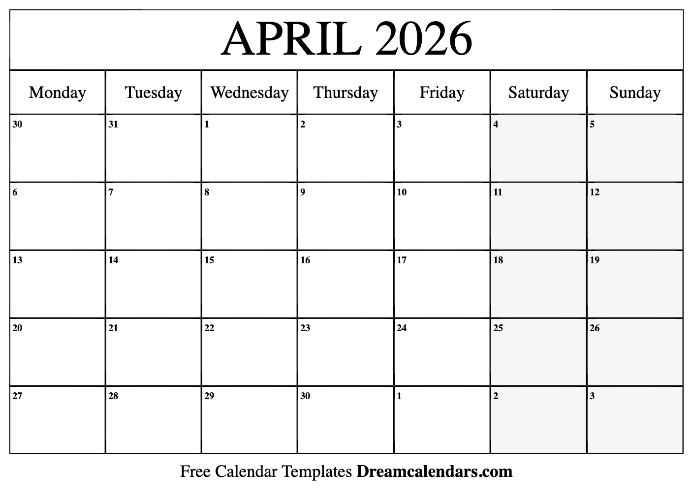 April 2026 Calendar Free Printable With Holidays And Observances April 2026 Calendar Free Printable With Holidays And Observances