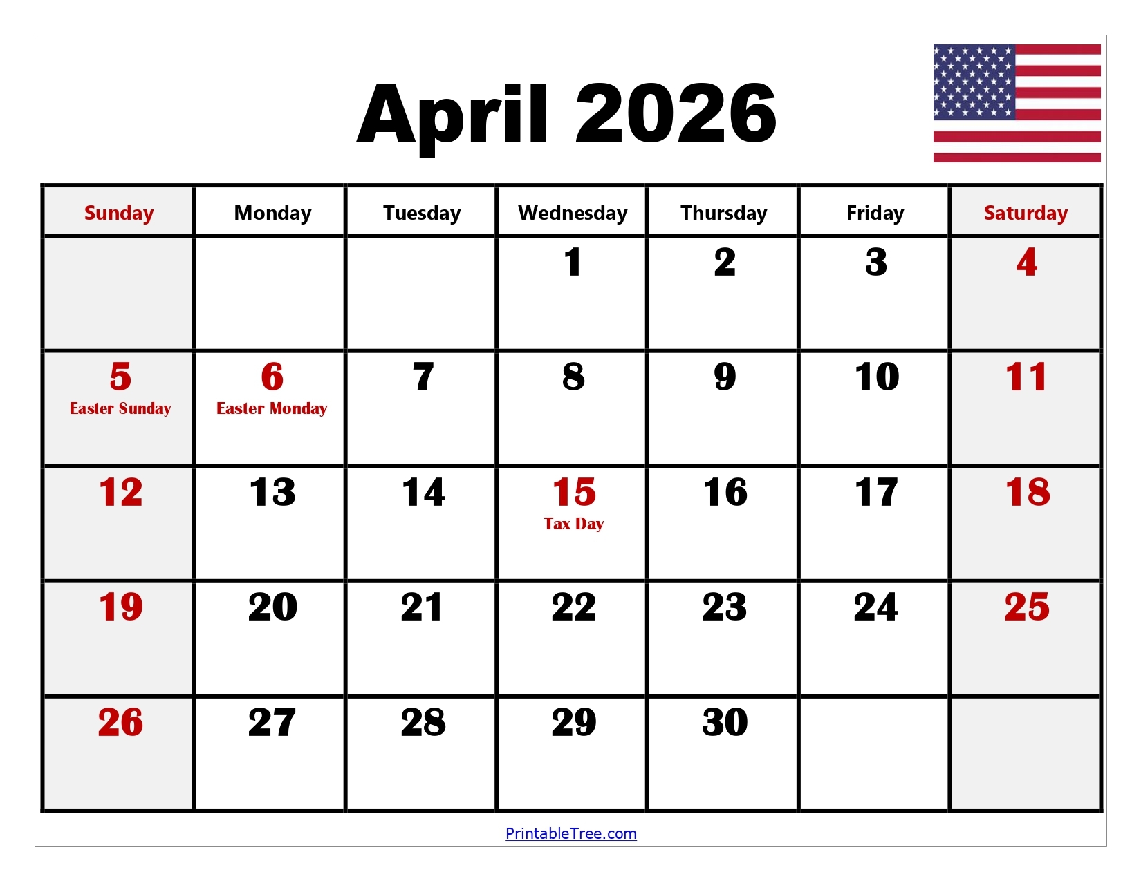 April 2026 Calendar Printable PDF With Holidays Templates April 2026 Calendar Printable PDF With Holidays Templates
