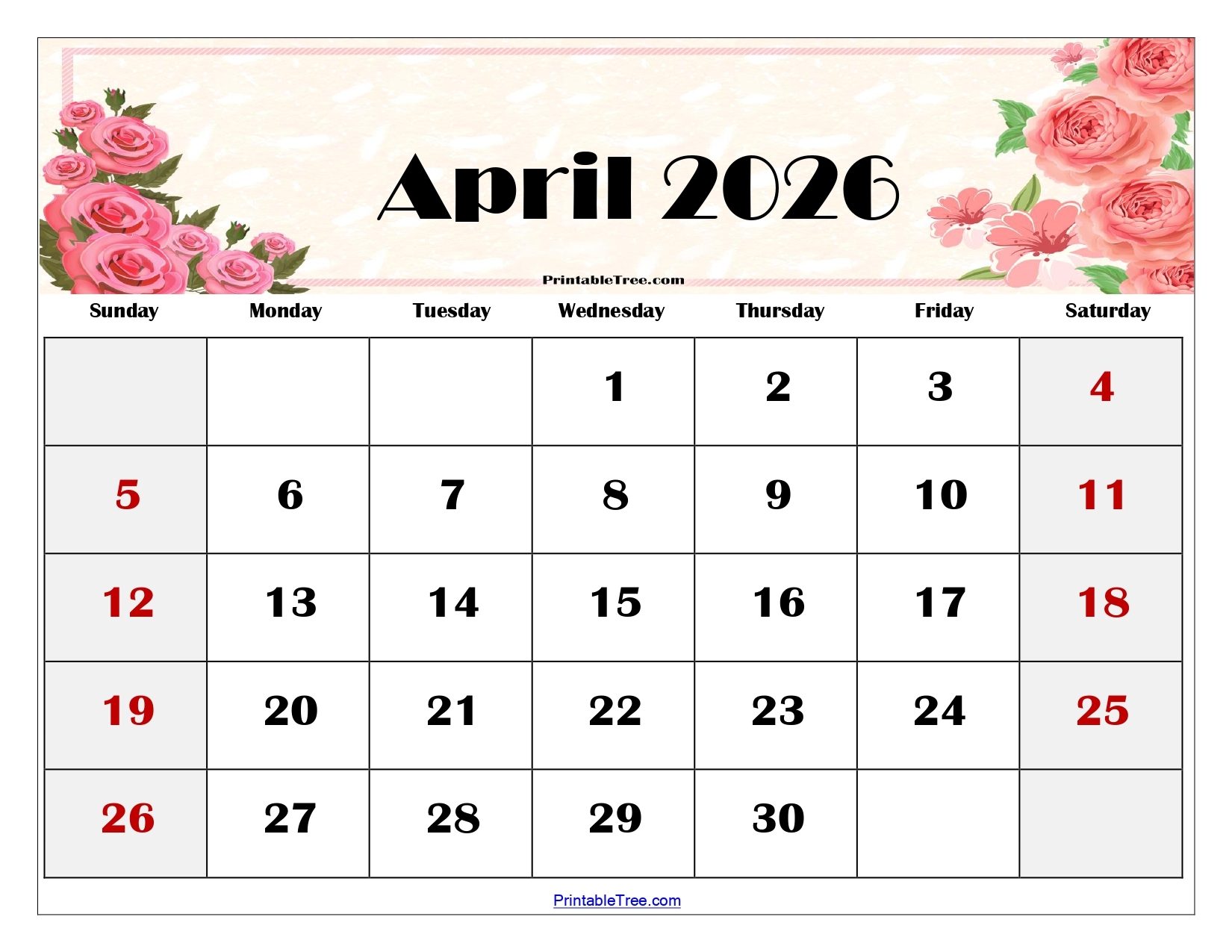 April 2026 Calendar Date