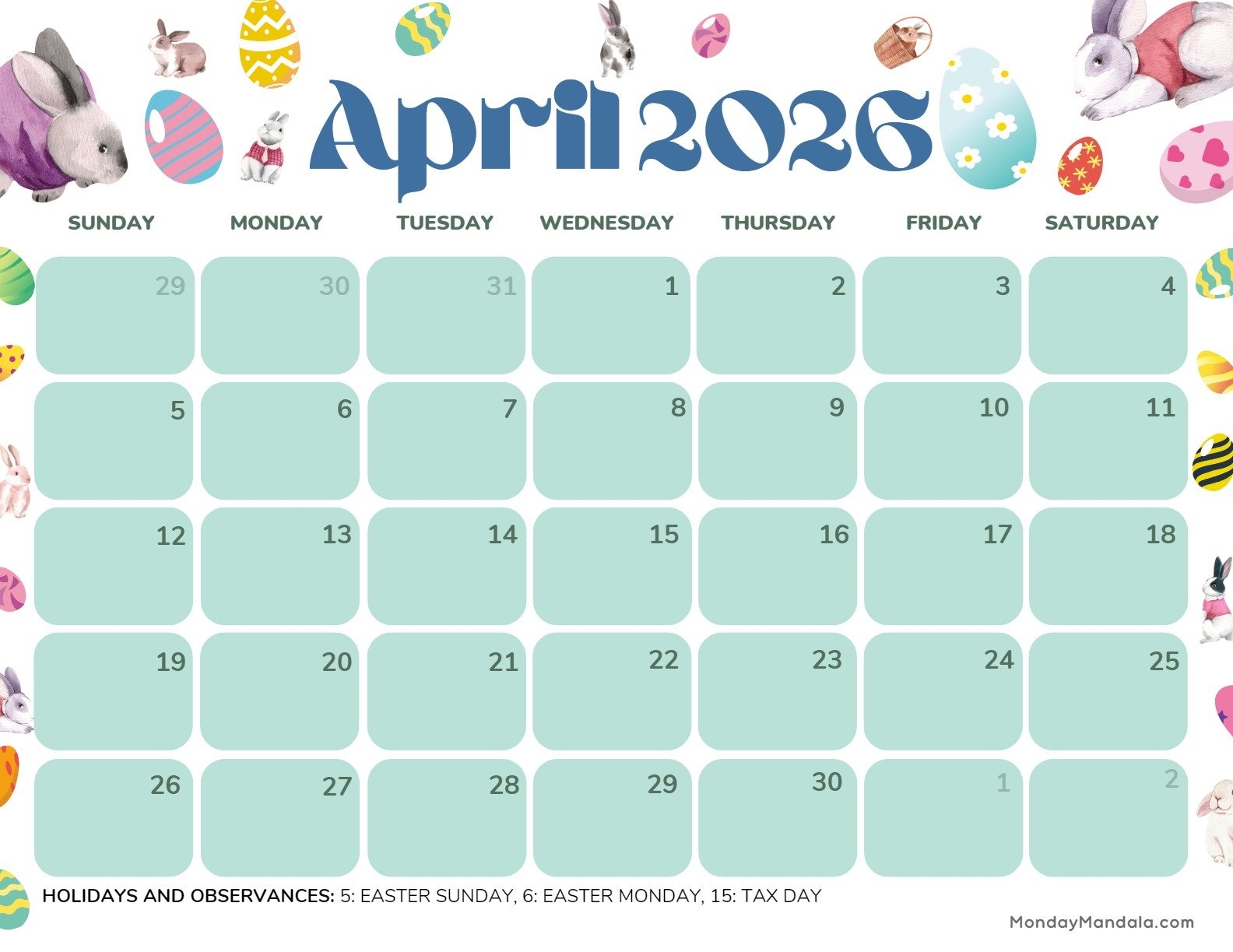 April 2026 Calendars Free PDF Printables 