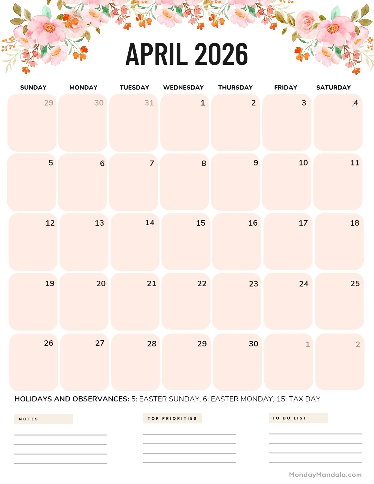 April 2026 Calendars Free PDF Printables April 2026 Calendars Free PDF Printables