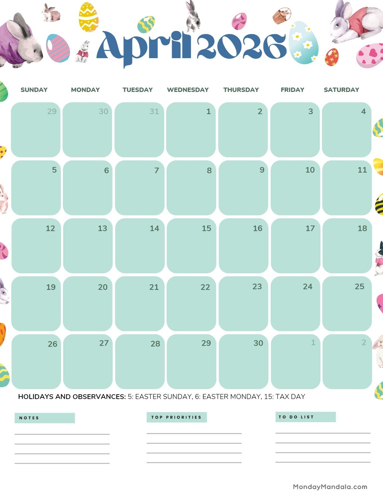 April 2026 Calendars Free PDF Printables 