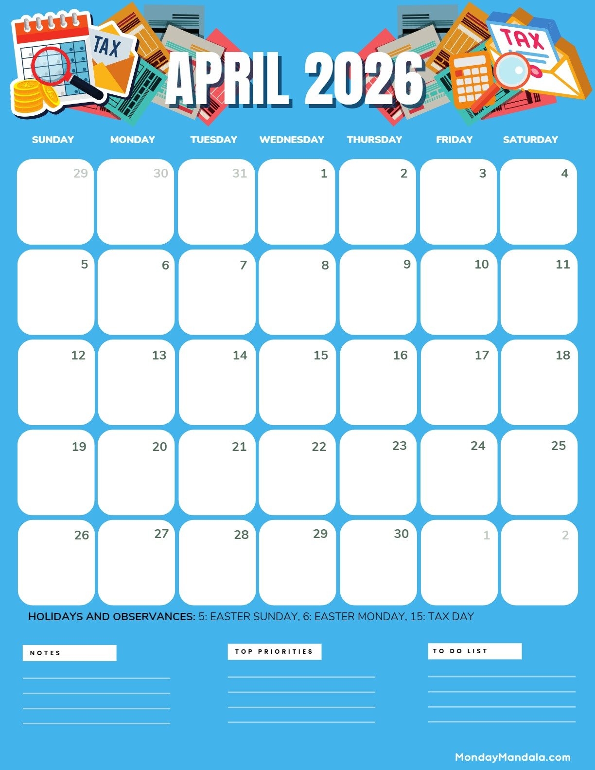 April 2026 Calendars Free PDF Printables 