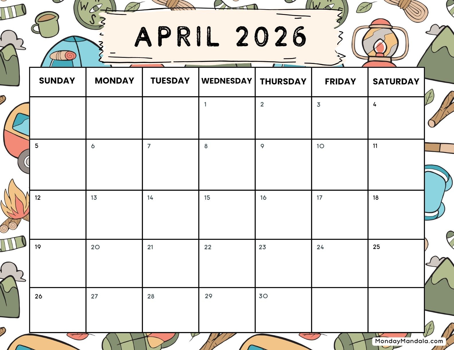 April 2026 Weather Calendar April 2026 Weather Calendar