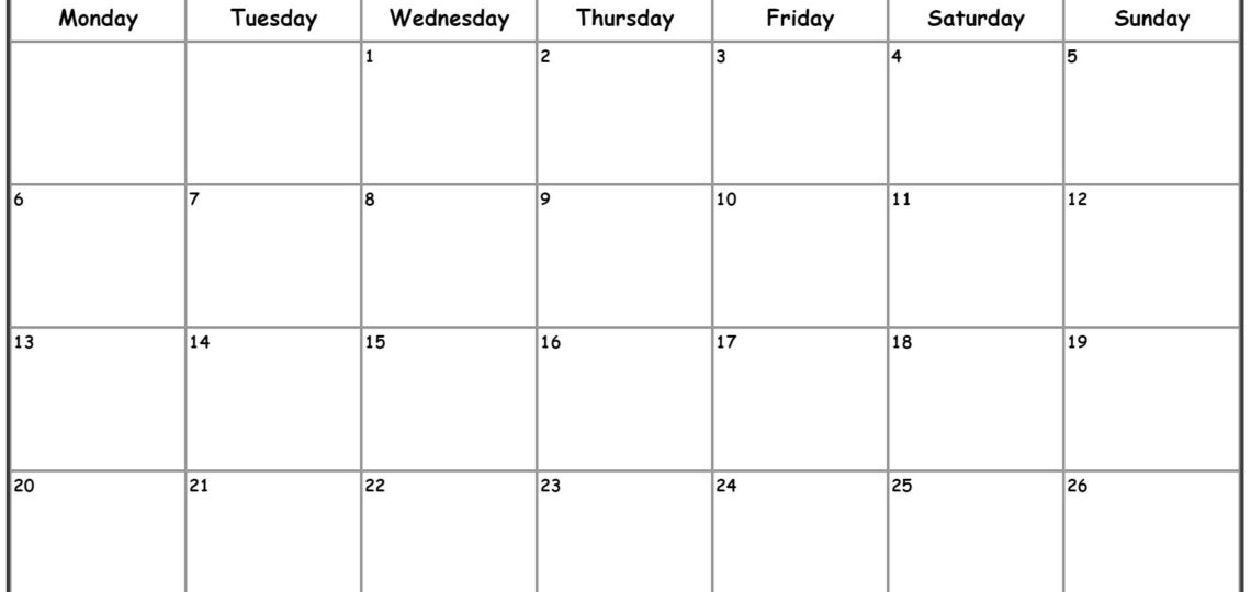 April 2026 Monday Calendar Monday To Sunday