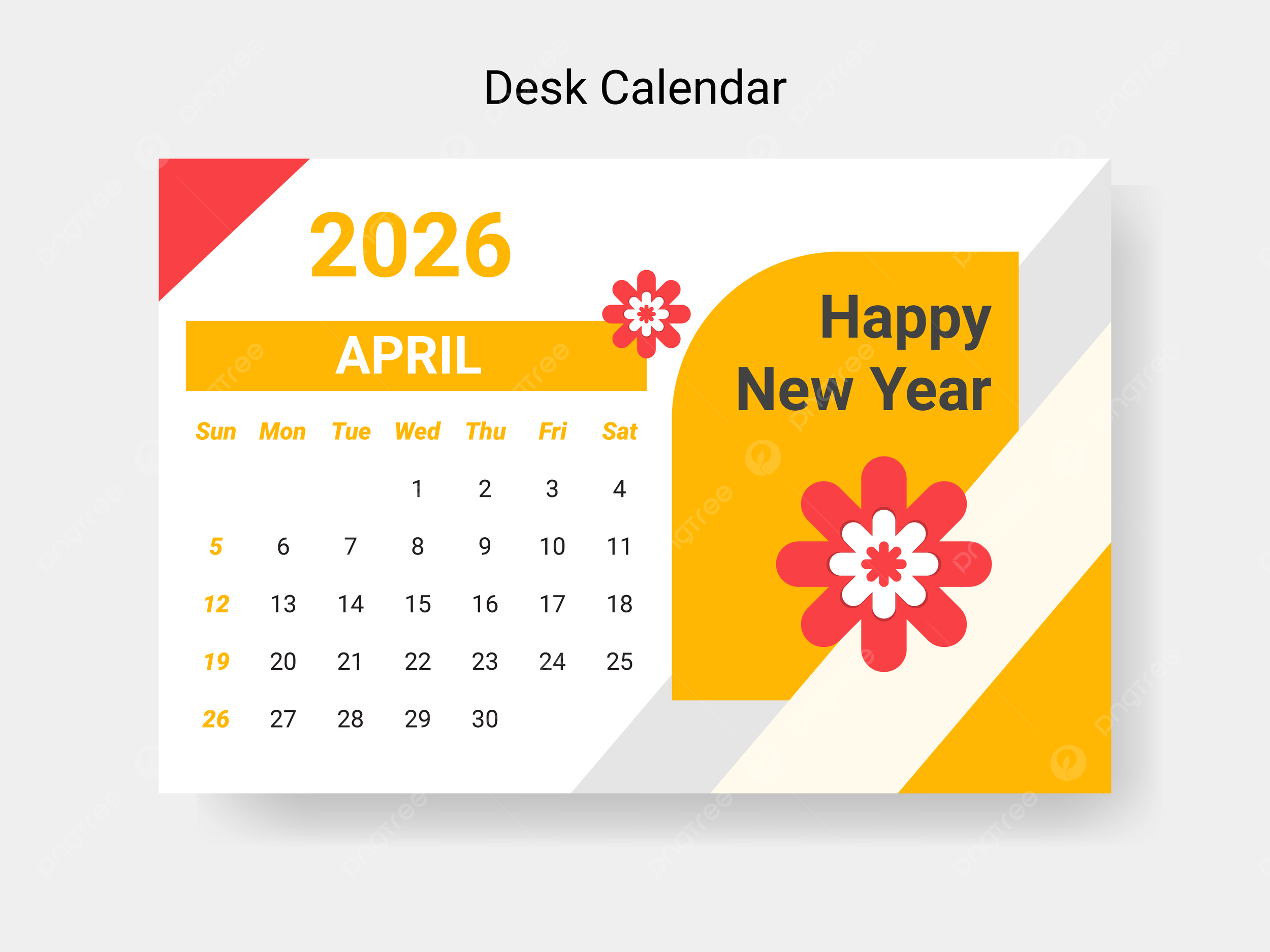 April Month 2026 Calendar Vector Template Download On Pngtree