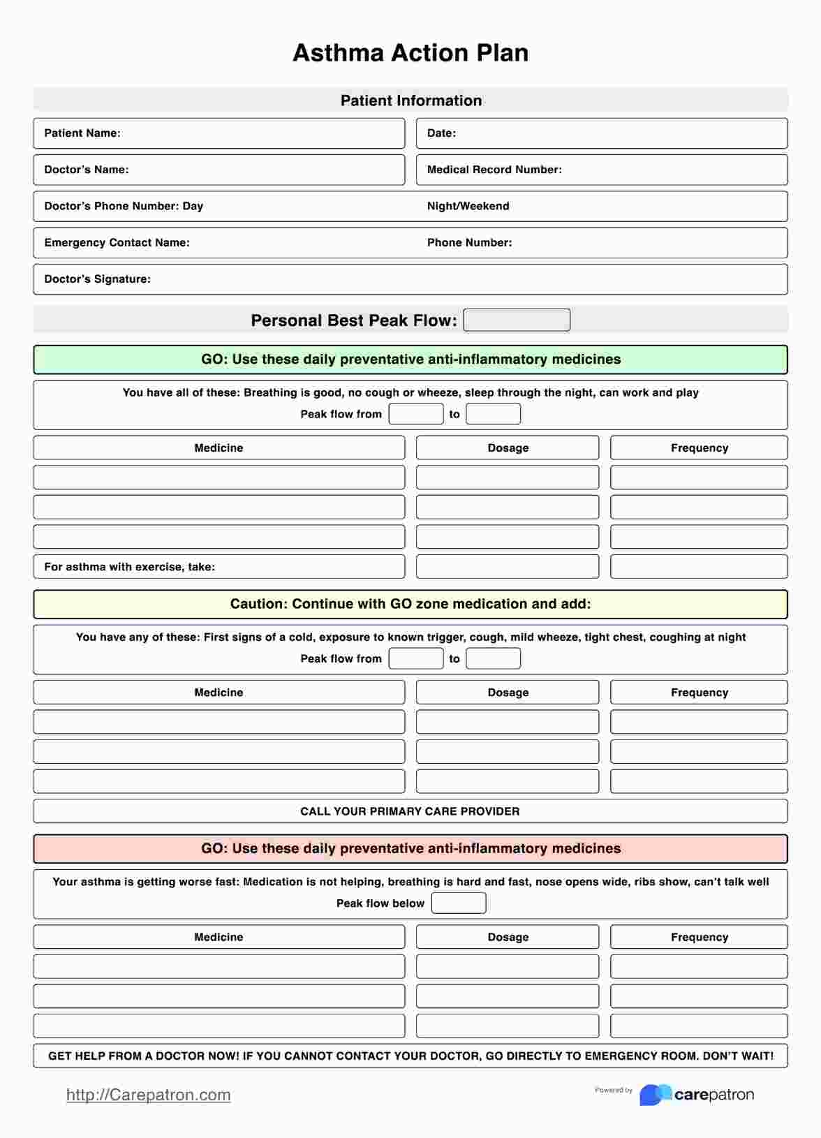 Asthma Action Plan U0026 Example Free PDF Download