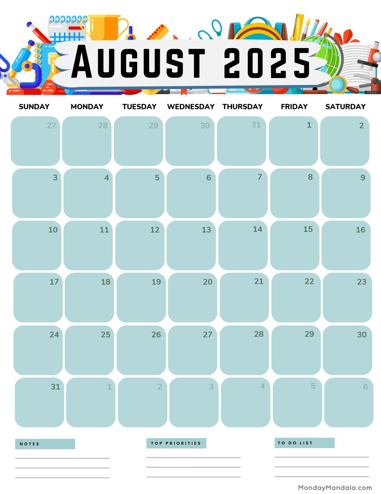 August 2025 Calendar 52 Free PDF Printables  August 2025 Calendar 52 Free PDF Printables