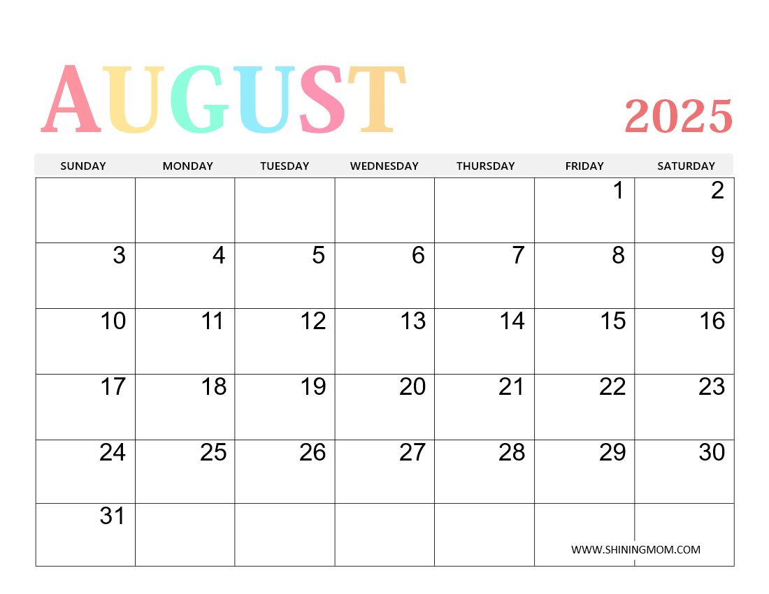 August 2025 Calendar With Events