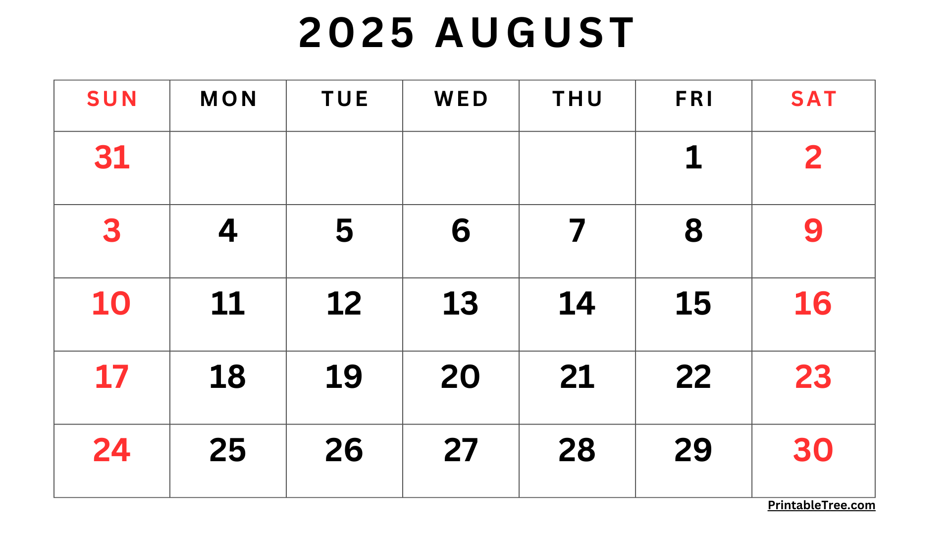 August 2025 Calendar Printable PDF Template With Holidays August 2025 Calendar Printable PDF Template With Holidays