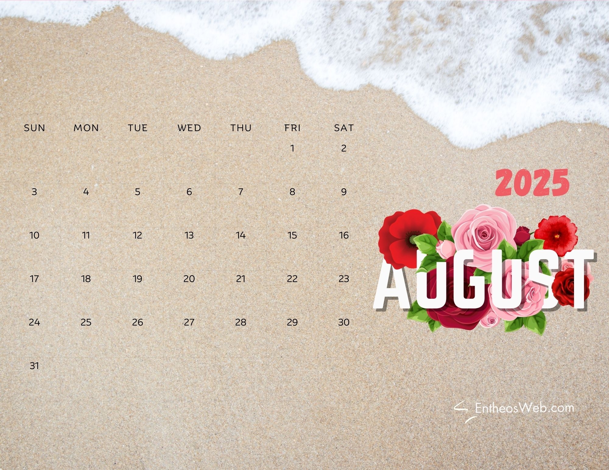 August 2025 Calendar Printables EntheosWeb