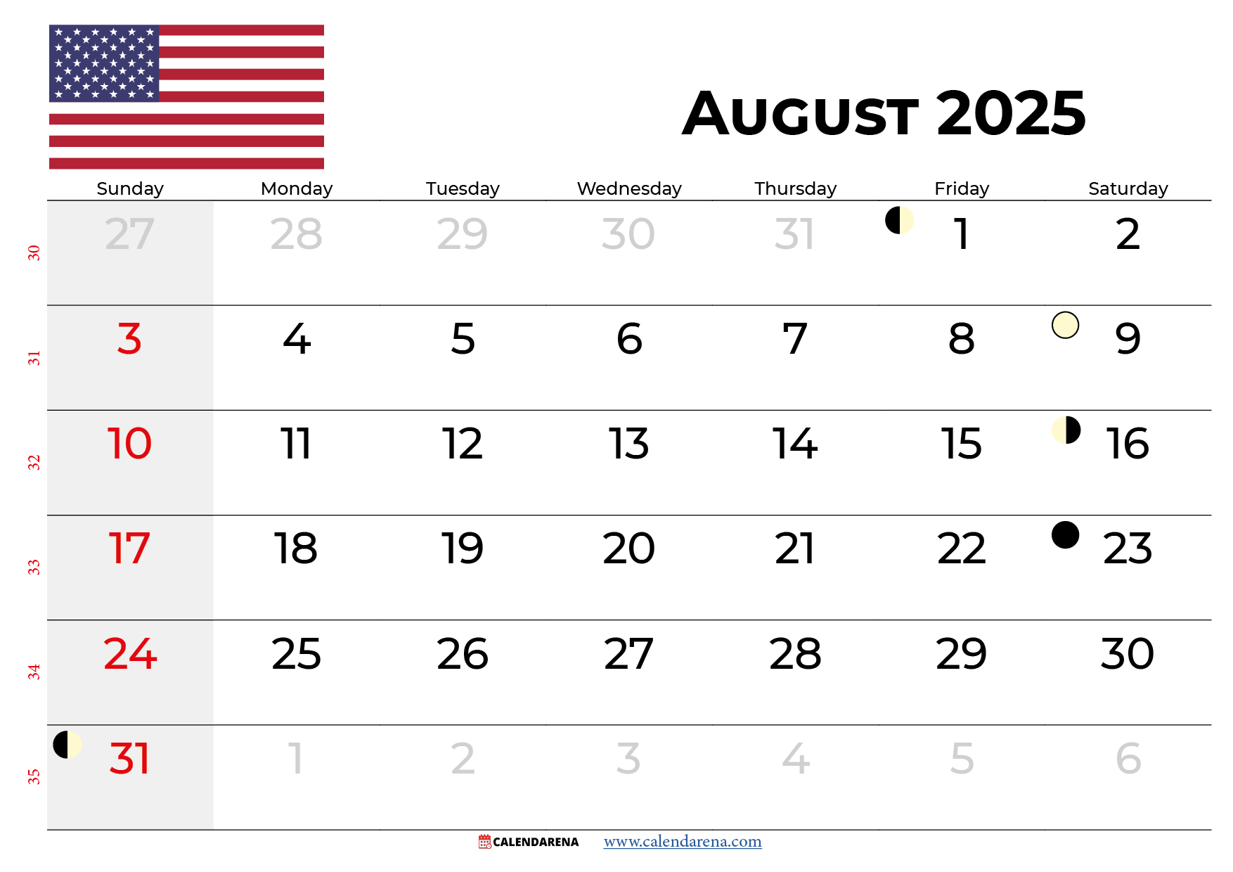 August Calendar Holidays 2025