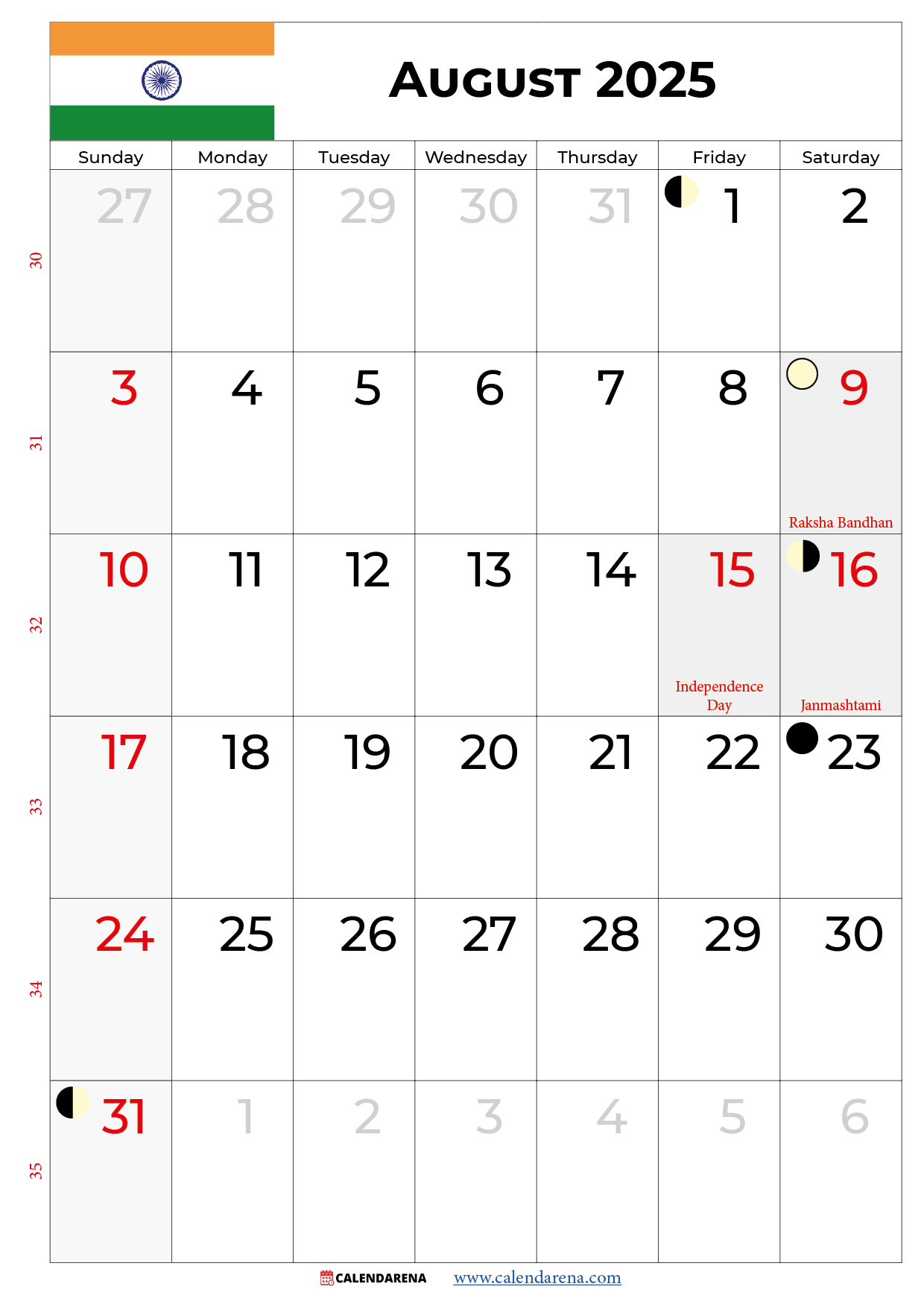 Calendar 2025 With Holidays August