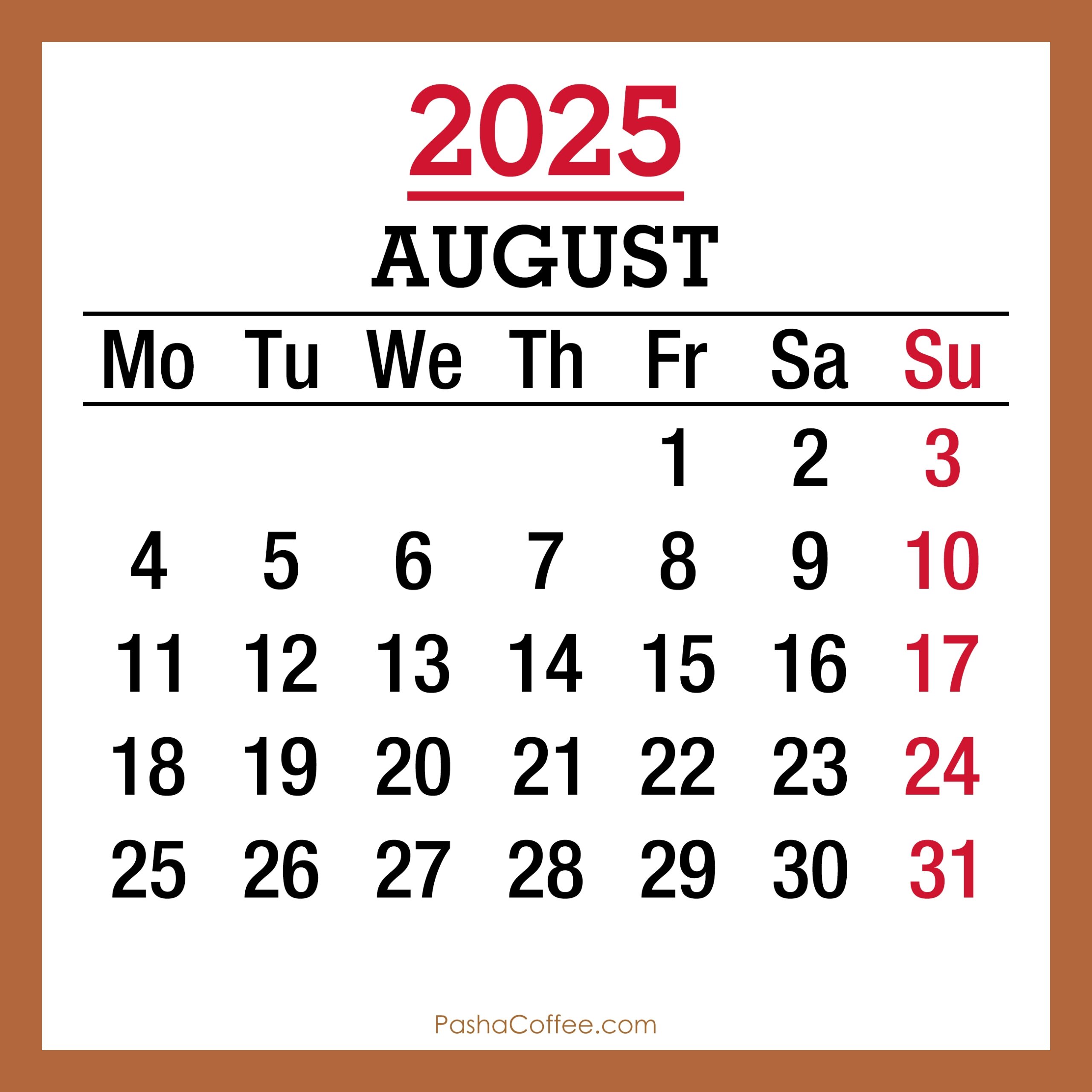 August 2025 Calendar Date August 2025 Calendar Date