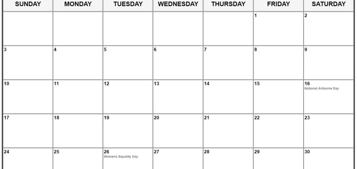 August 2025 With Holidays Calendar