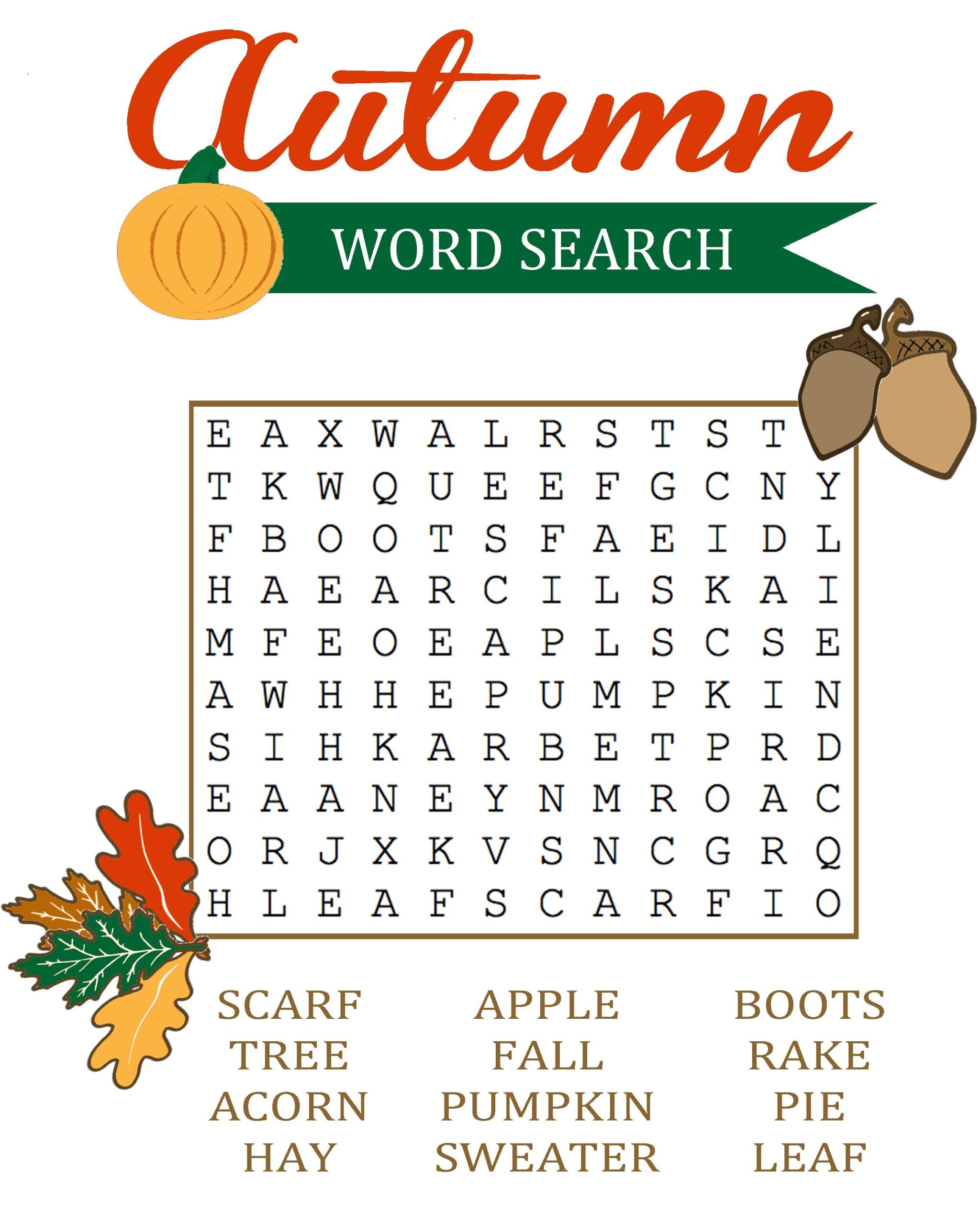 Autumn Word Search For Kids Autumn Word Search For Kids