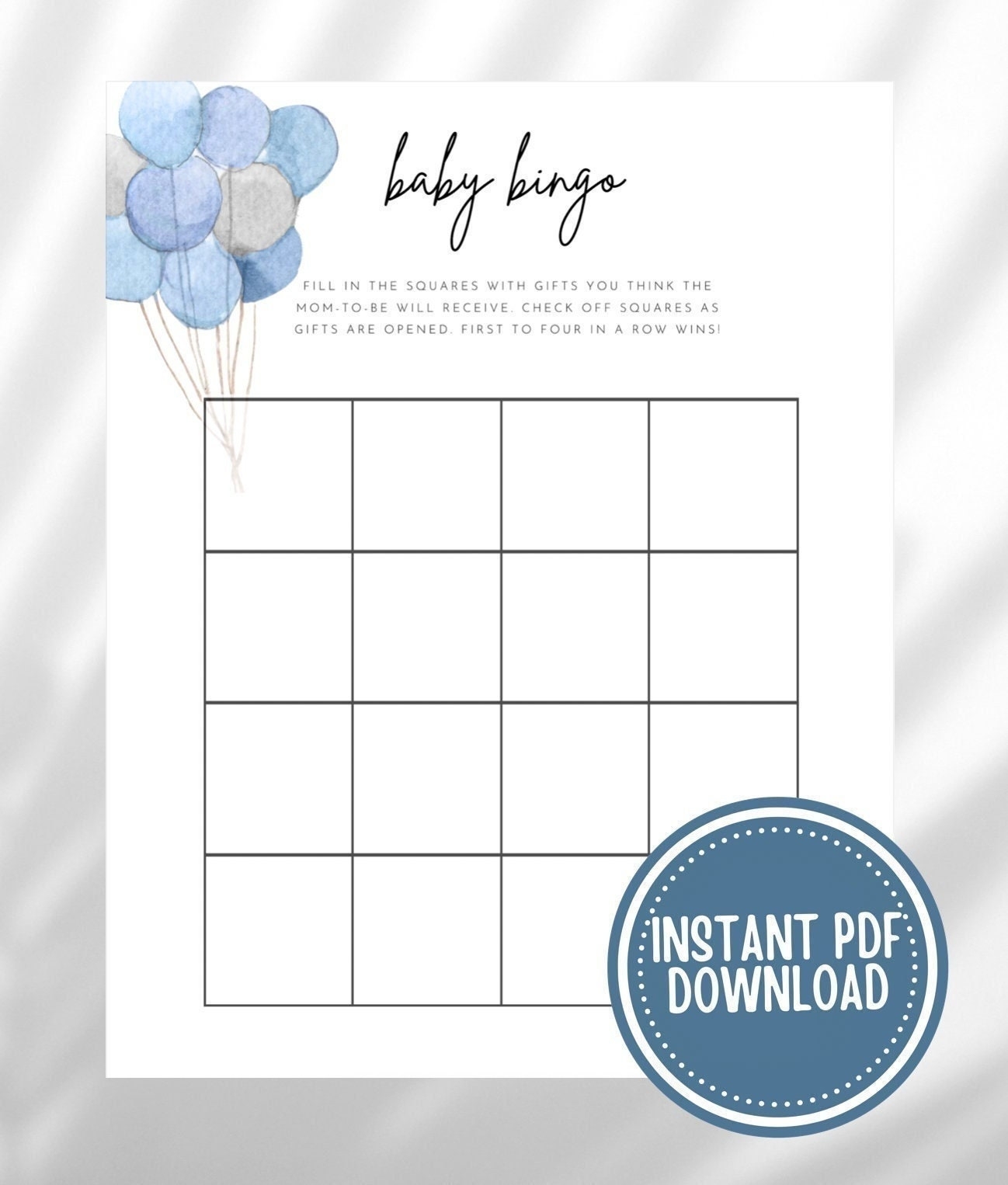 Baby Shower Bingo Game 4x4 Blank Baby Bingo Card Baby Shower Baby Shower Bingo Game 4x4 Blank Baby Bingo Card Baby Shower