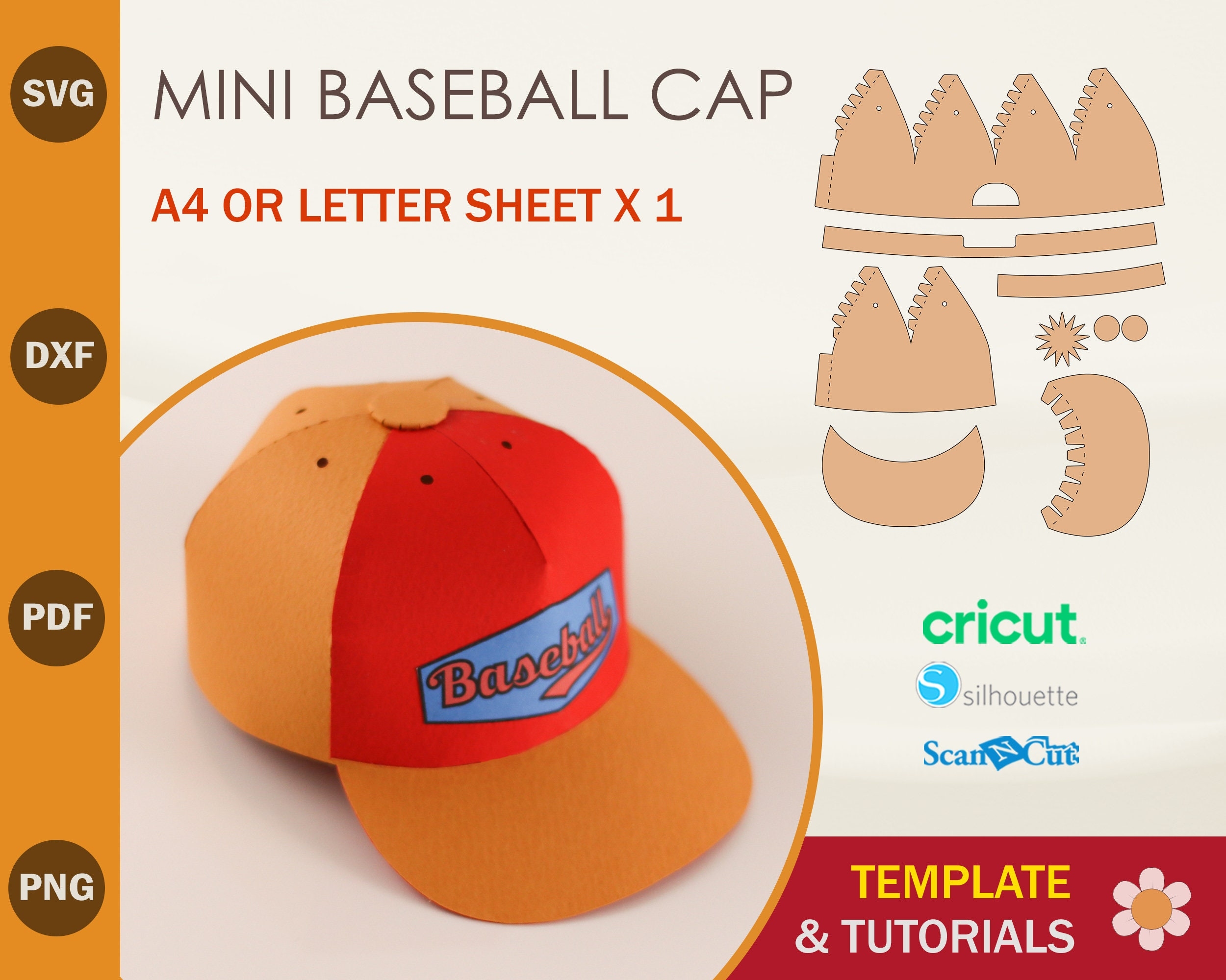 Baseball Cap SVG Template Paper Hat Template Cricut Cut Files Silhouette Cut Files Etsy