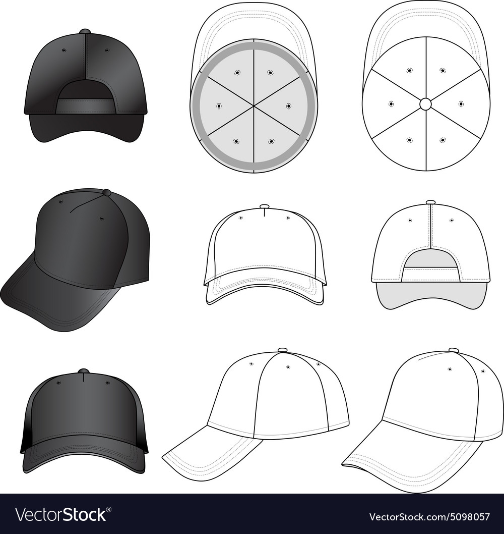 Baseball Tennis Cap Outlined Template Royalty Free Vector