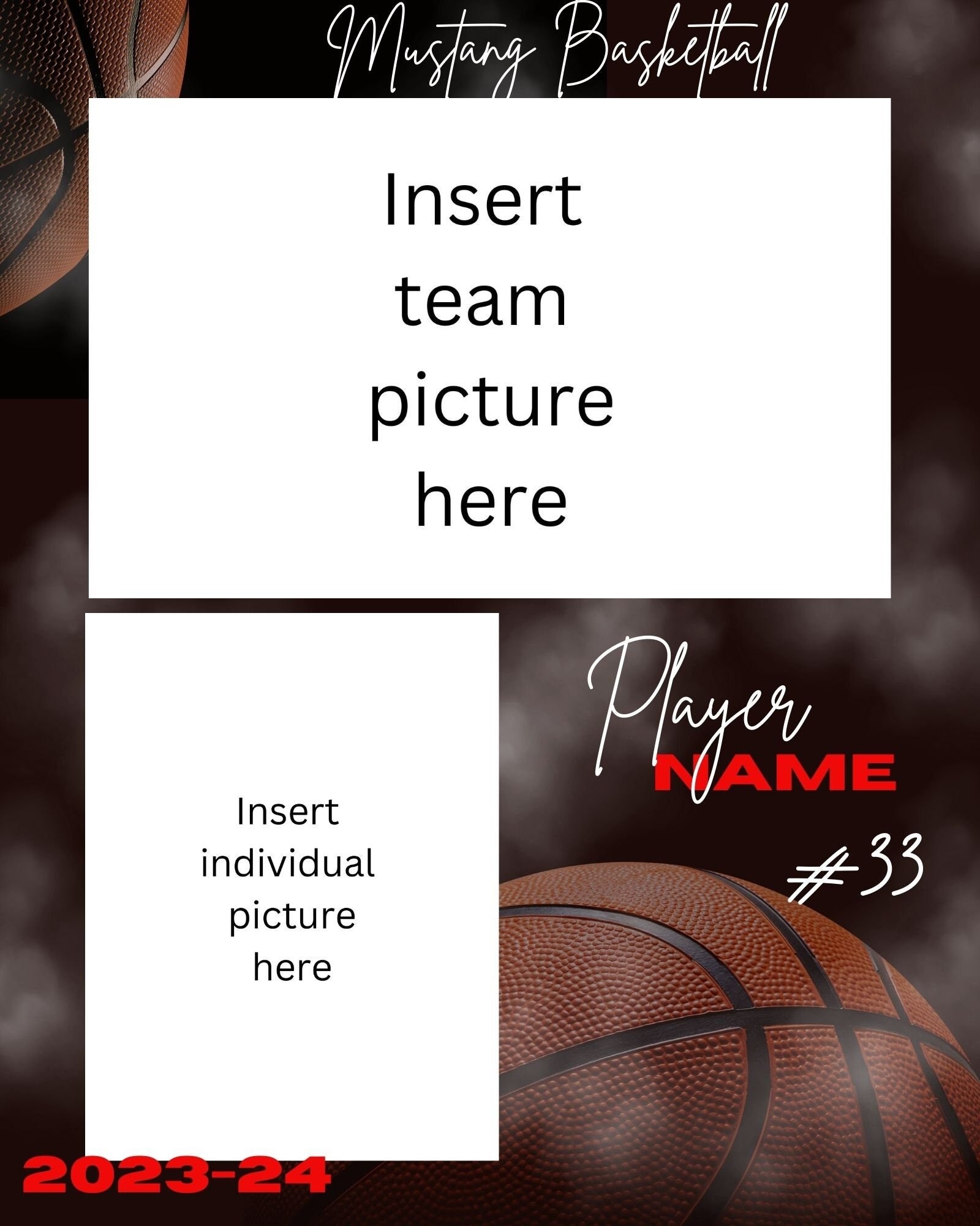 Basketball Memory Mate Template 8x10in