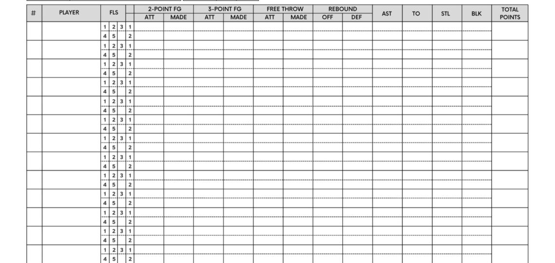 Basketball Statistic Score Sheet Basketball SVG Etsy