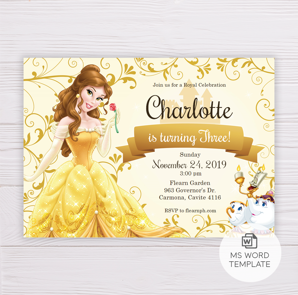 Beauty And The Beast Invitation Template Dgtally