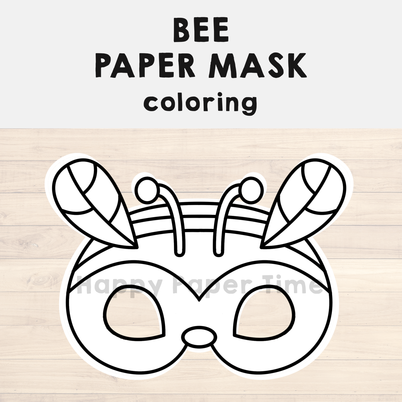 Bee Paper Mask Printable Insect Coloring Craft Activity Template 