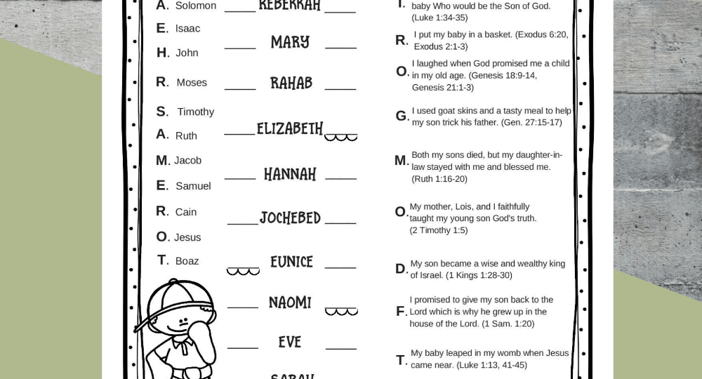 Bible Activity Worksheet Engage Learn And Explore