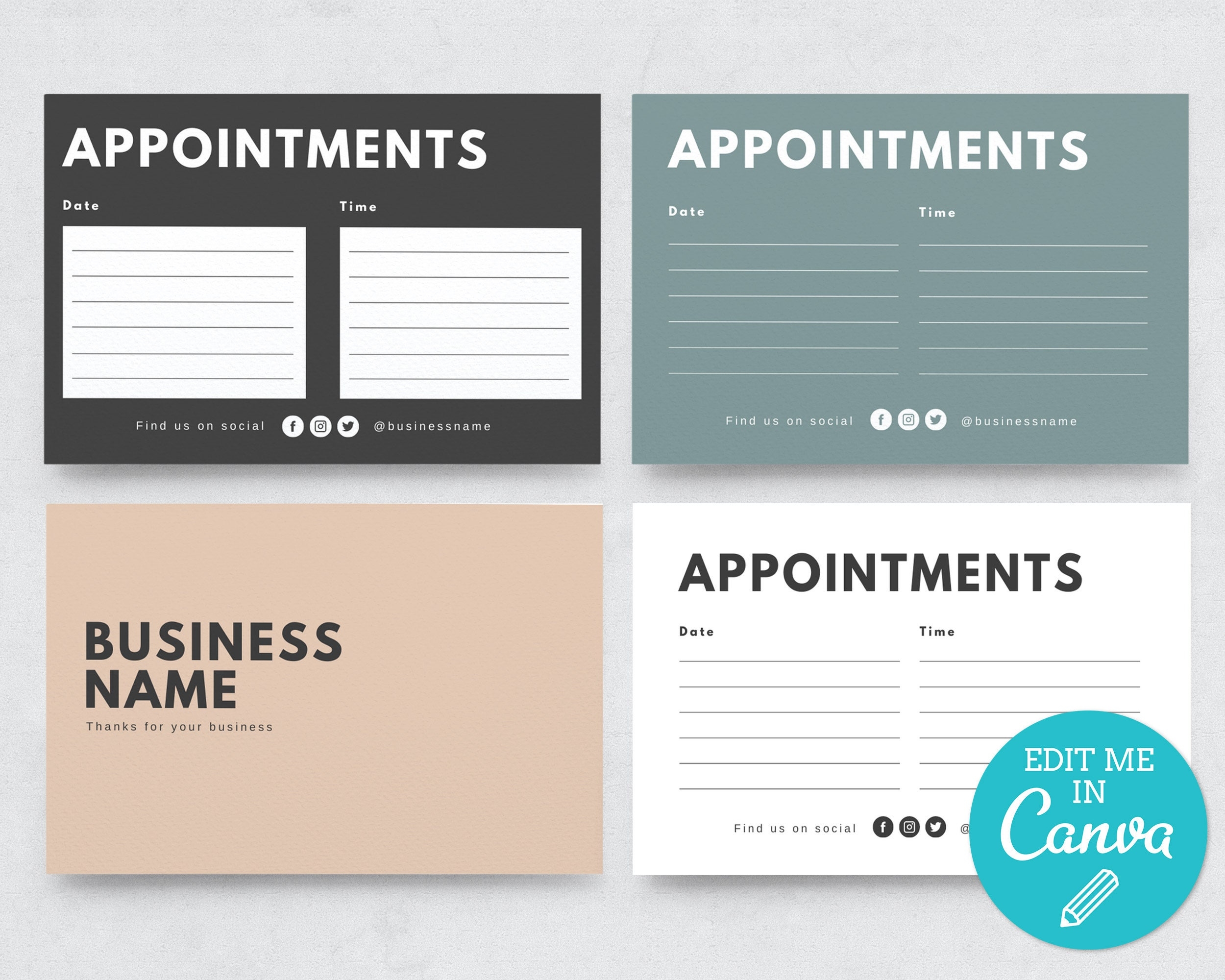 Big U0026 Bold Appointment Card Template Editable Appointment Card Minimalist Appointment Reminder Card Personalised Appointment Cards Etsy