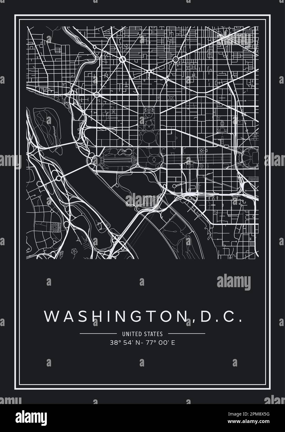 Black And White Printable Washington D C City Map Poster Design Vector Illistration Stock Vector Image U0026 Art Alamy