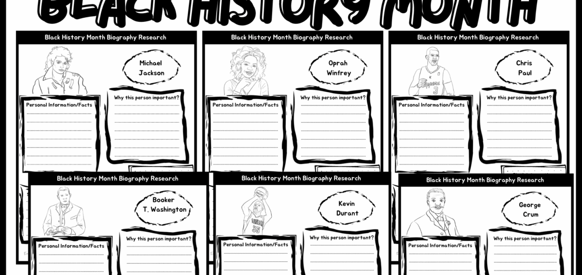 Black History Month Biography 50 Famous Face Research Template