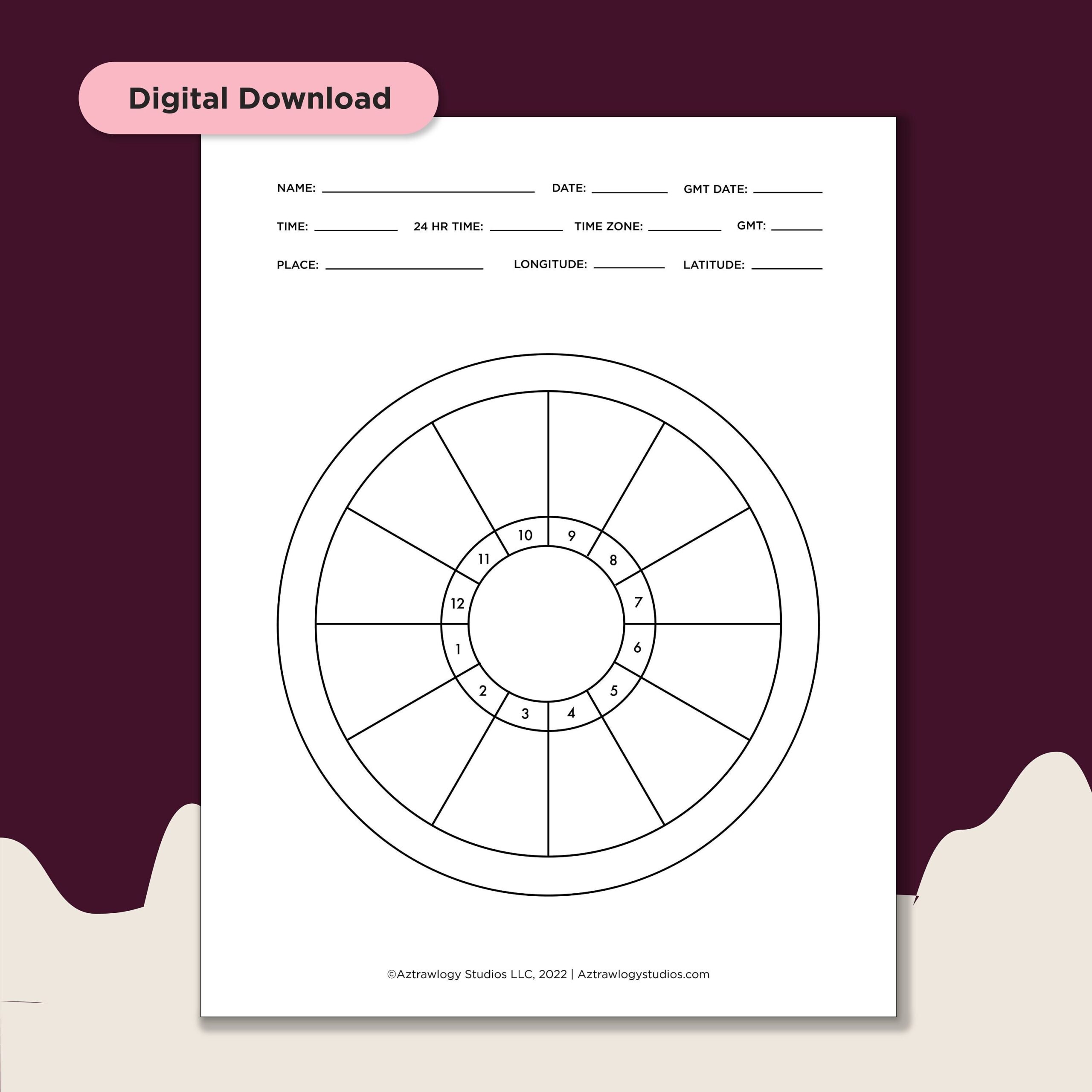 Blank Astrology Chart Digital Download  Blank Astrology Chart Digital Download