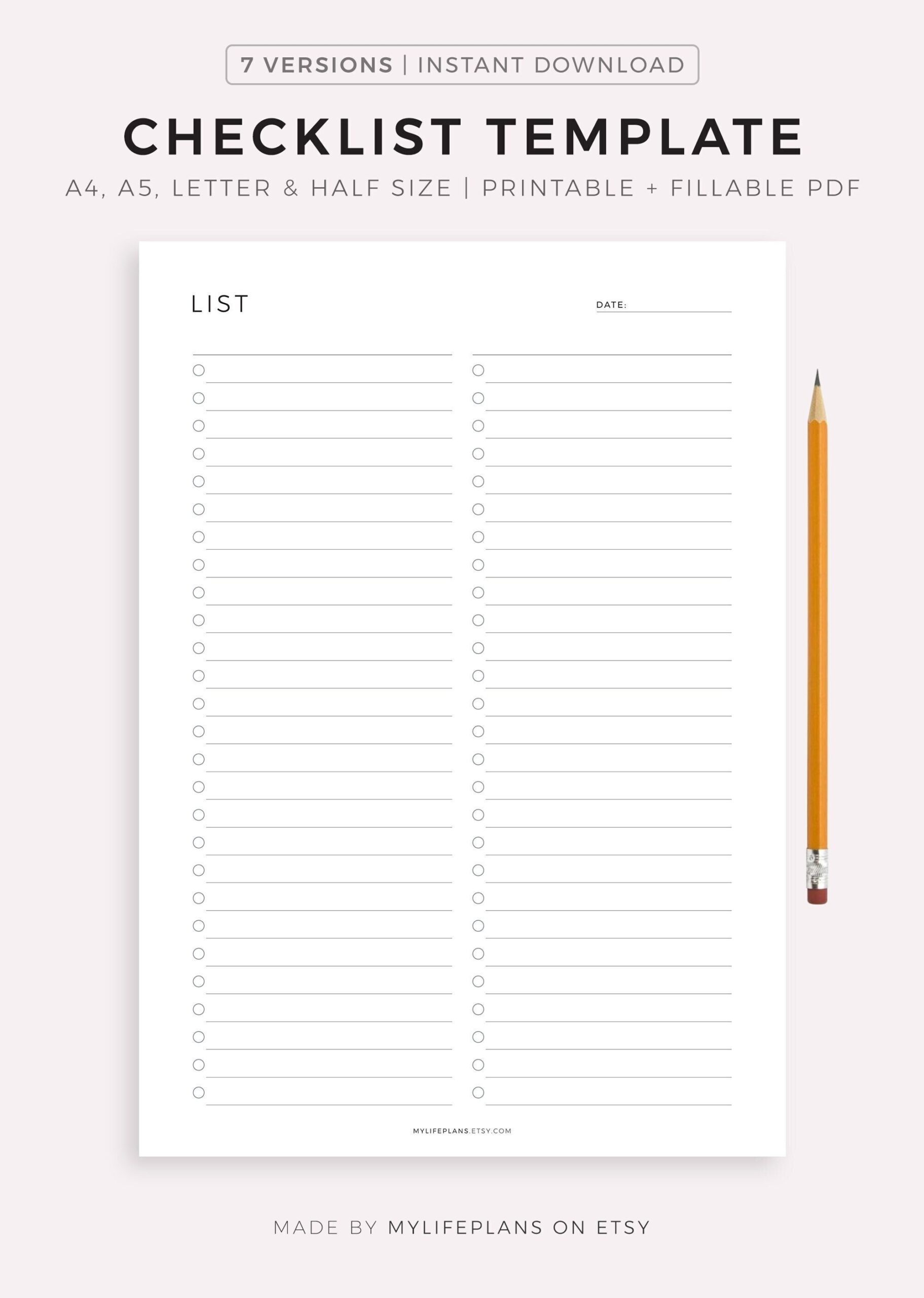 Blank Checklist Template Printable U0026 Fillable Simple Checklist  Blank Checklist Template Printable U0026 Fillable Simple Checklist