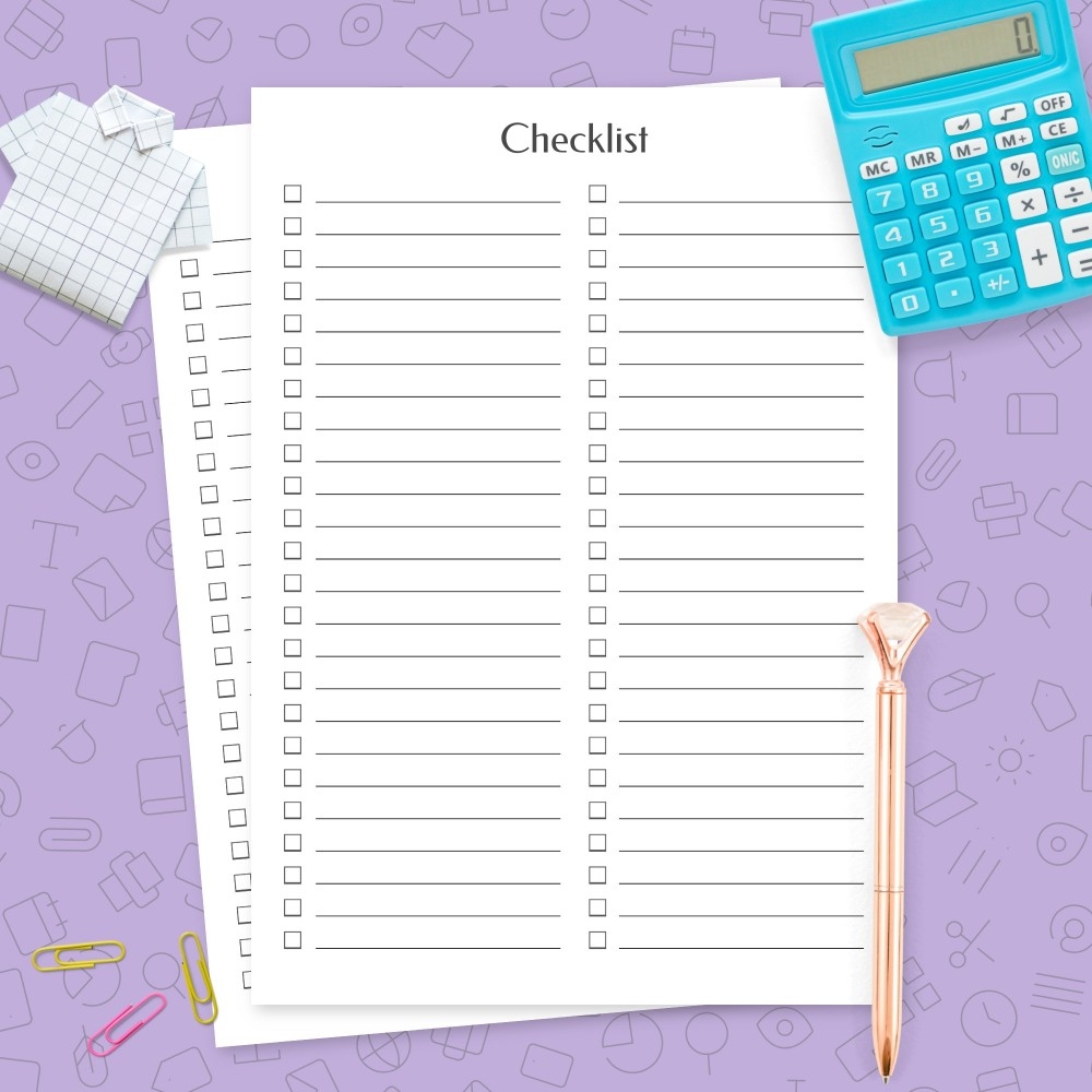 Printable Checklist Chart Template Blank Printable Checklist Chart Template Blank