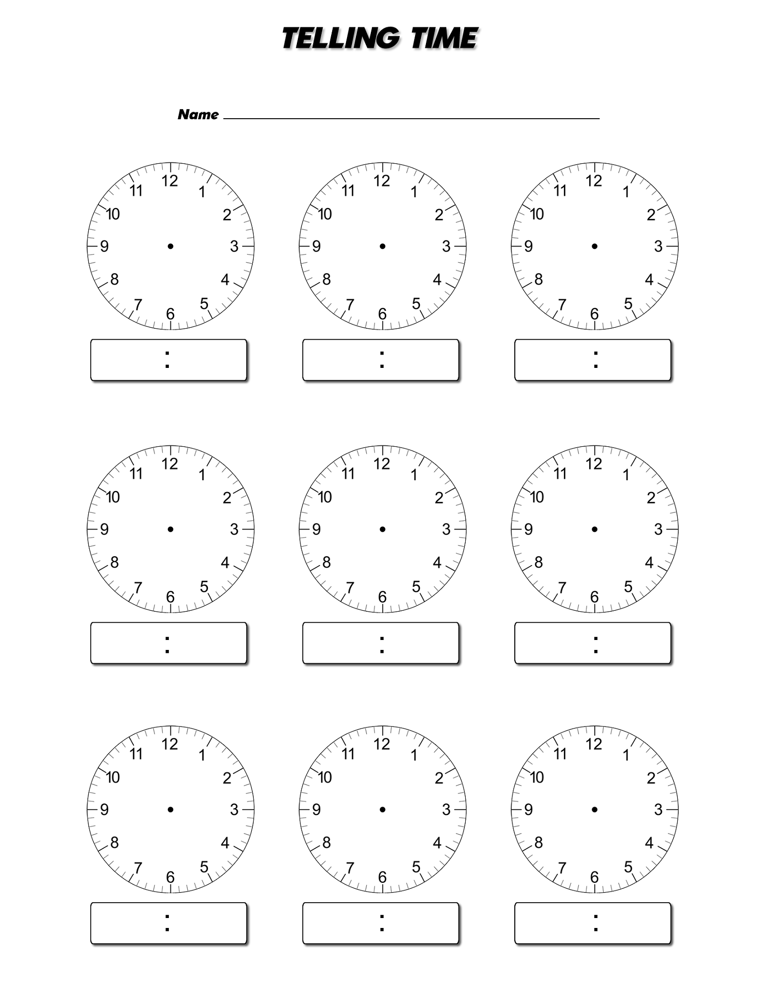 Free Printable Blank Clock Sheets