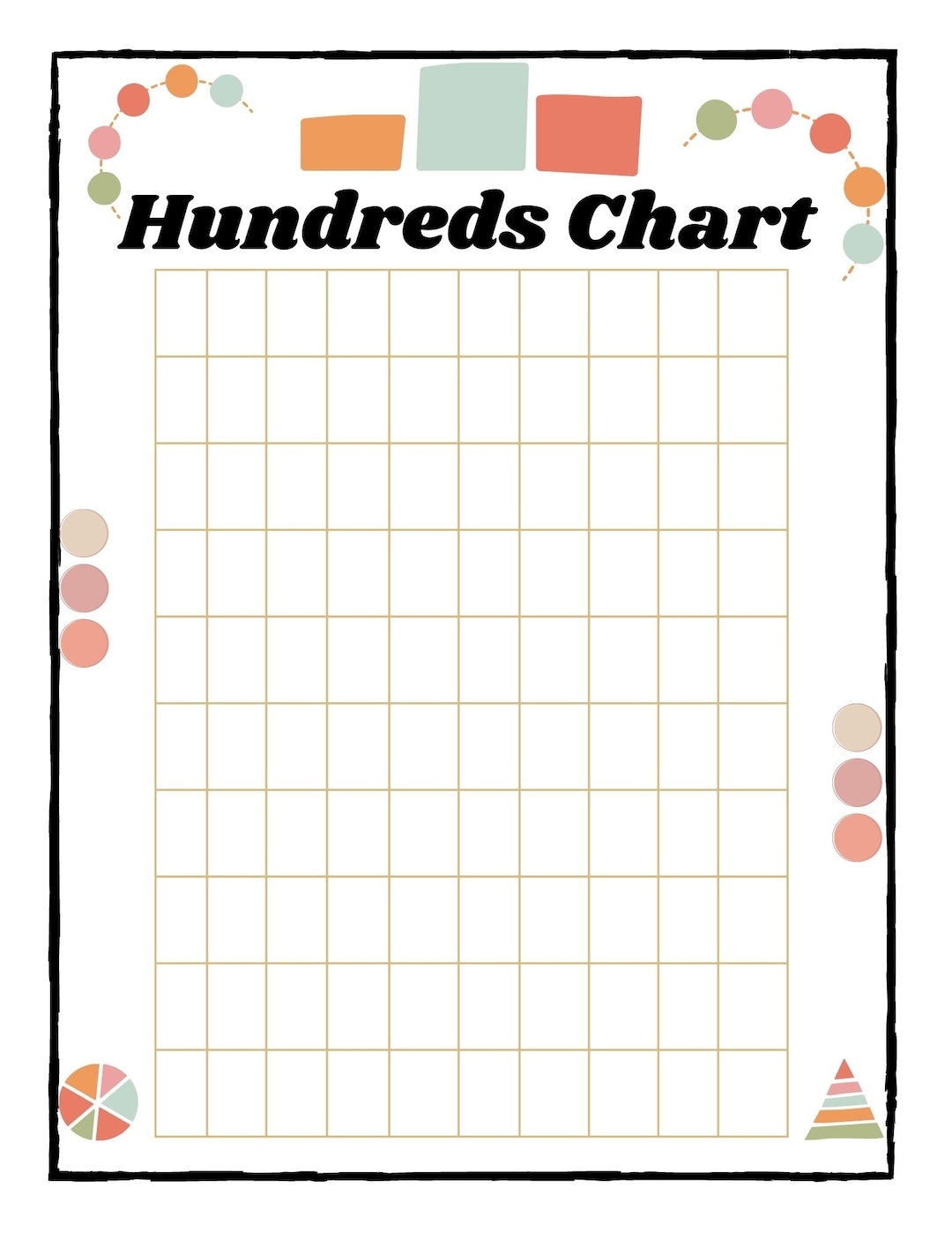 Blank Hundreds Chart Math digital Printable Etsy Australia Blank Hundreds Chart Math digital Printable Etsy Australia
