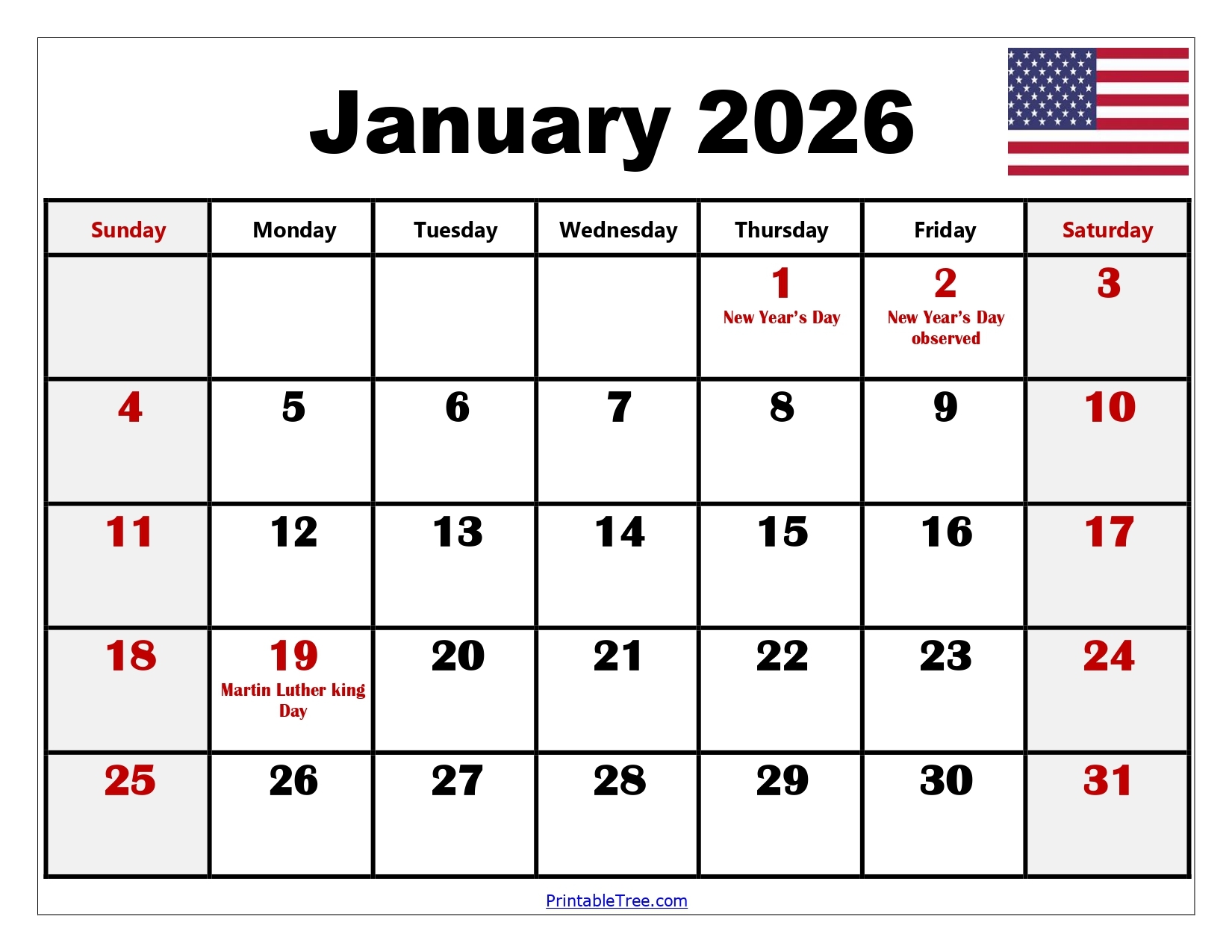 Word Calendar January 2026 Word Calendar January 2026