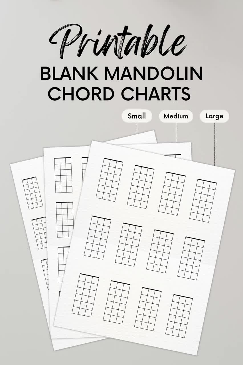 Blank Mandolin Chord Charts For Beginners Printable At Home Bluegrass US Letter Size Play The Mando Instant Download Teacher PDF 8 Strings