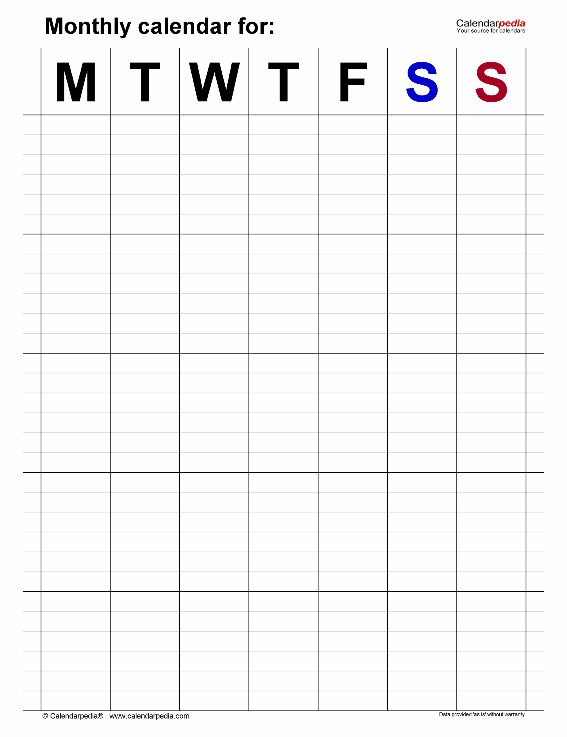 Blank Monthly Calendars In PDF Format 22 Templates